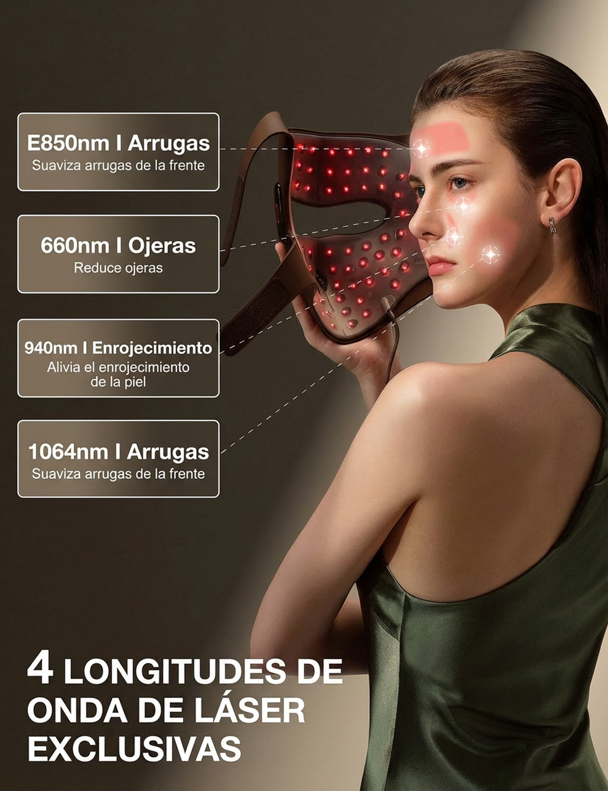 Máscara Facial de Terapia de Luz Láser